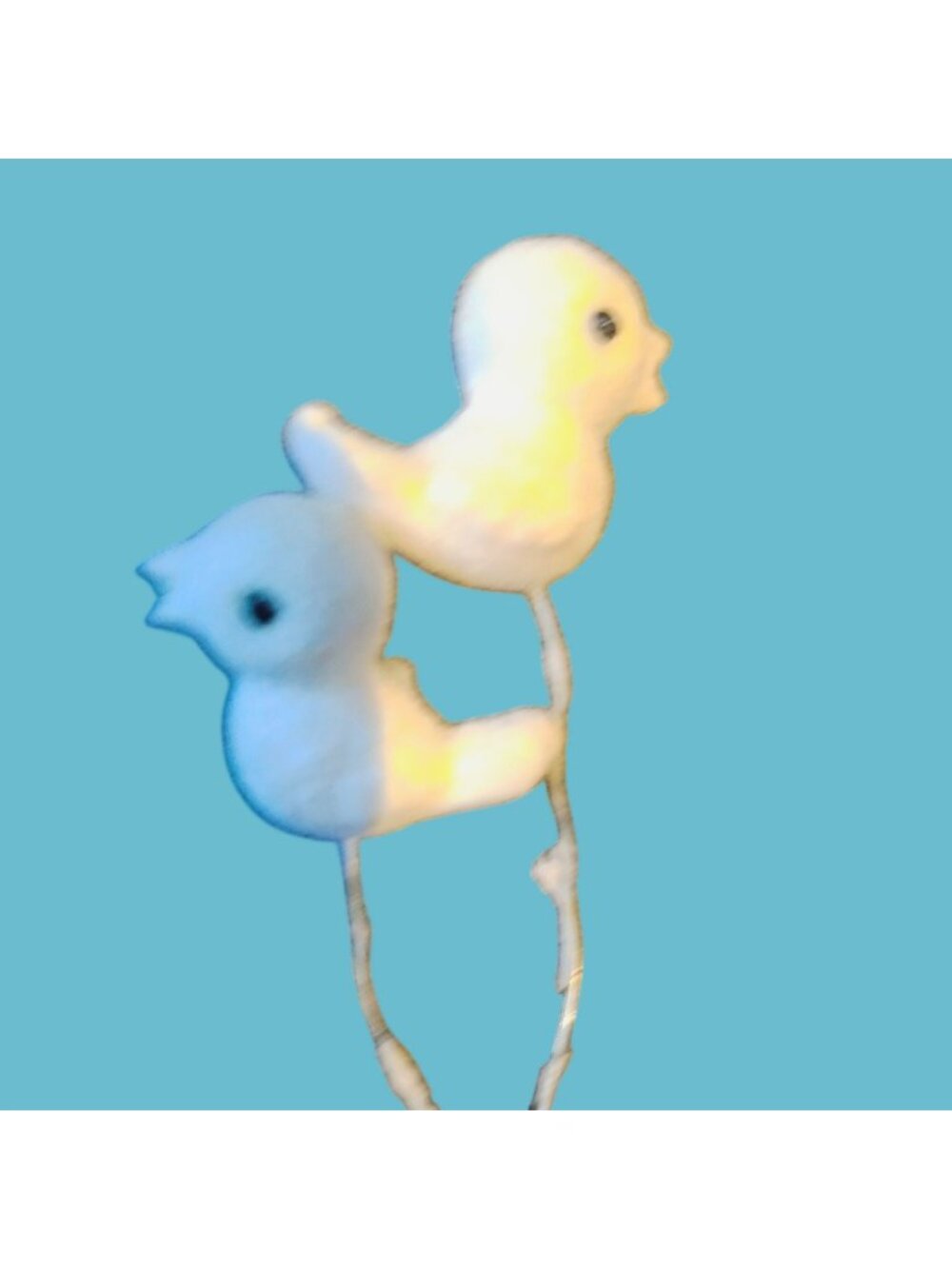 White Flocked Bird Decoration Wire Stem Crafting Floral Design Lot 2
